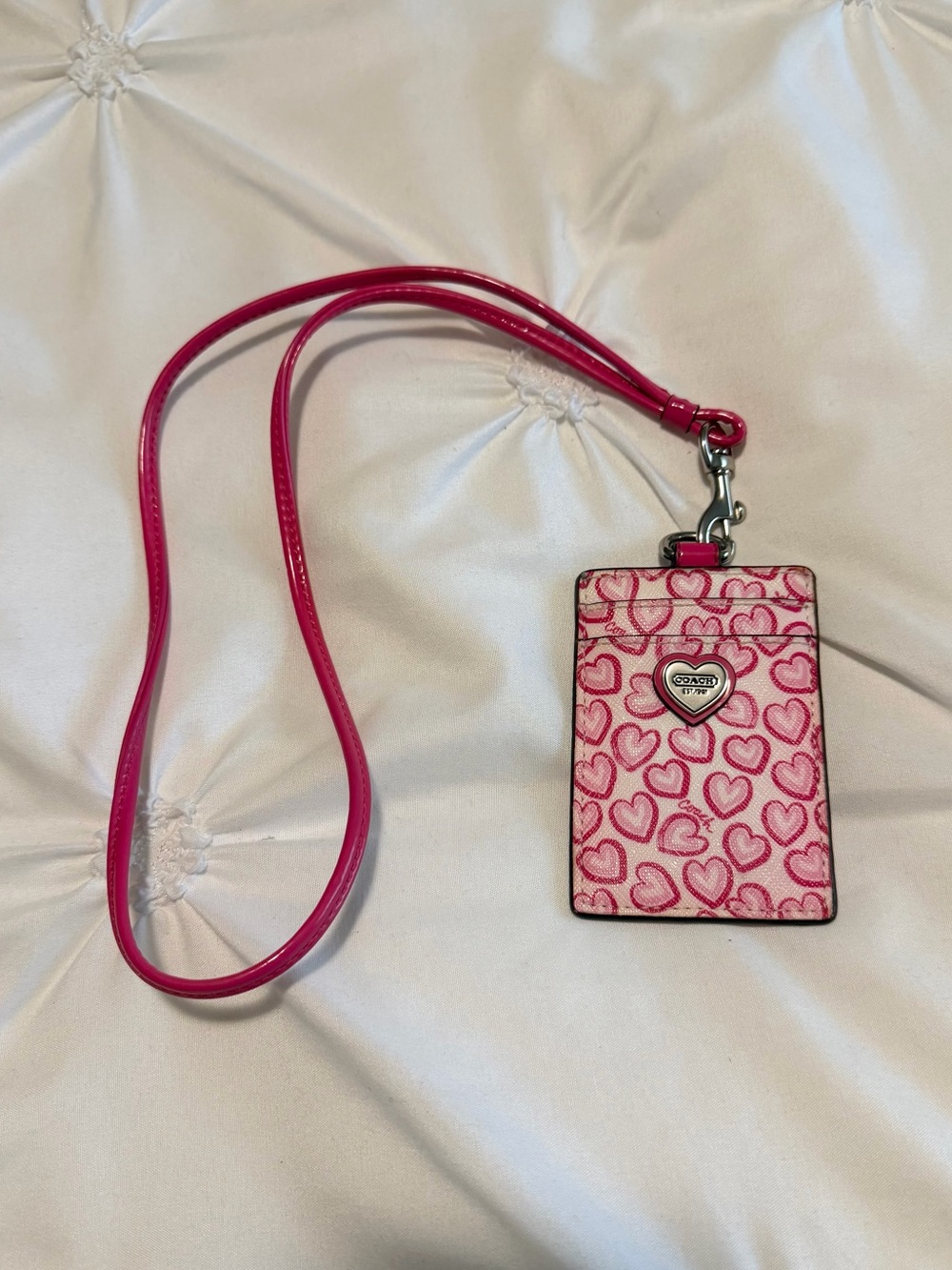 rare coach valentine heart ID lanyard